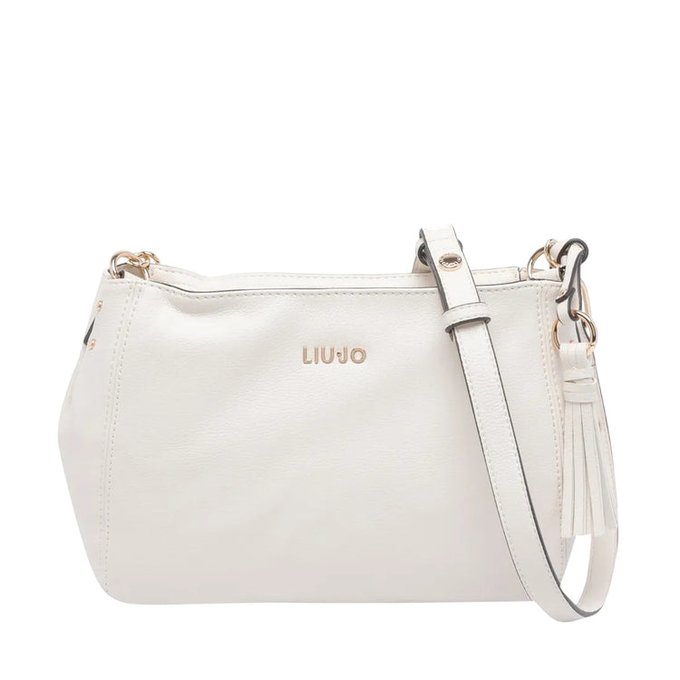 Borsa a tracolla crema con dettagli in oro