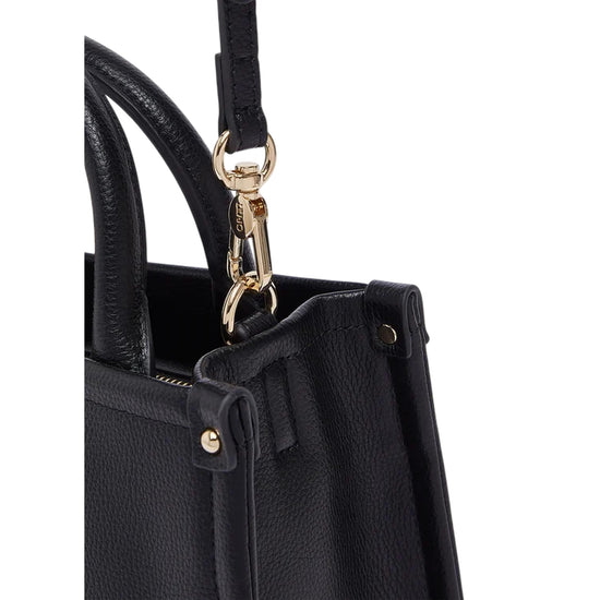 Borsa a mano nera con charm rimovibile 