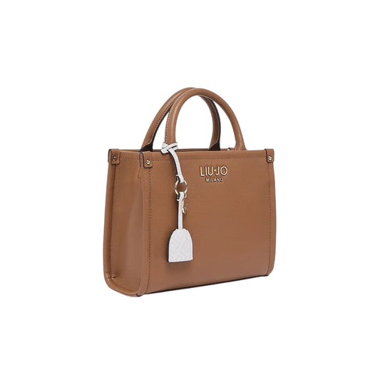 Borsa a mano marrone martellata 