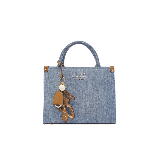 Borsa a mano in denim con charm