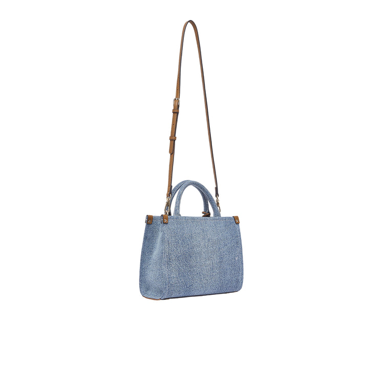 Borsa a mano in denim con charm