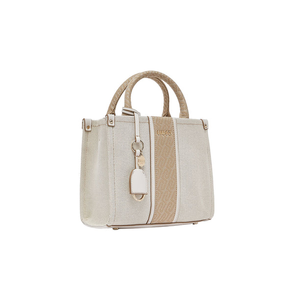 Borsa a mano con inserto jacquard e tracolla