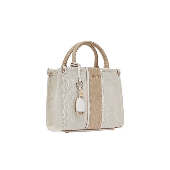 Borsa a mano con inserto jacquard e tracolla