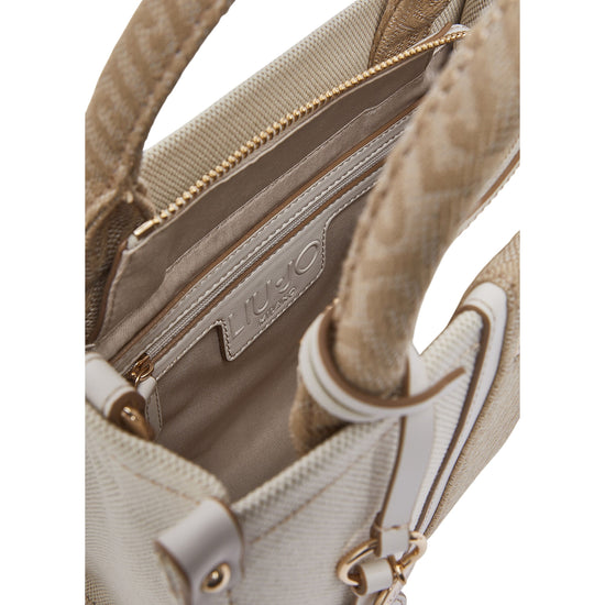 Borsa a mano con inserto jacquard e tracolla