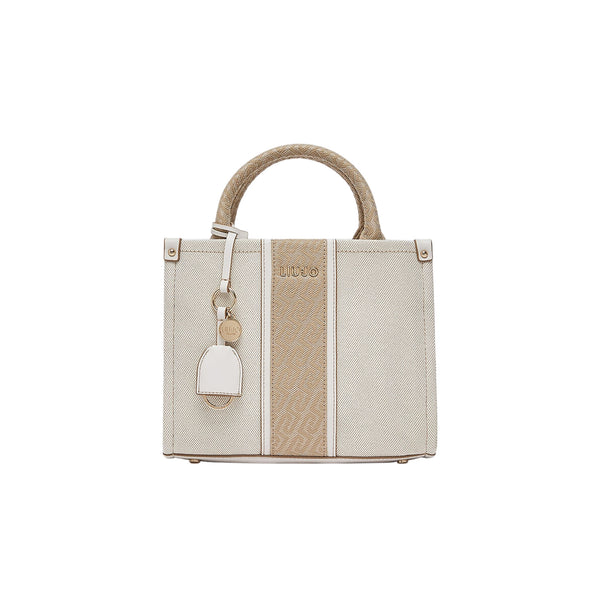 Borsa a mano con inserto jacquard e tracolla