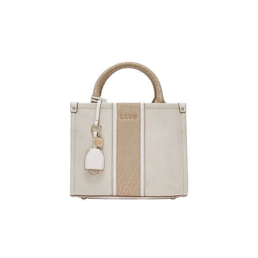 Borsa a mano con inserto jacquard e tracolla