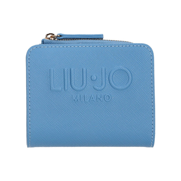 Portafoglio Donna Azzurro compatto, con numerosi slot per carte e scomparto per banconote