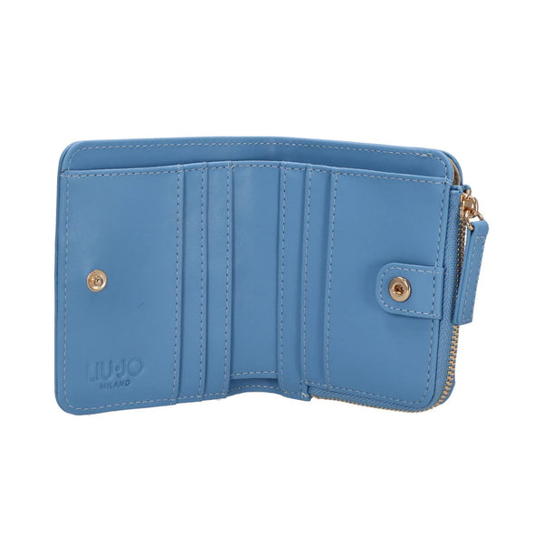 Portafoglio Donna Azzurro compatto, con numerosi slot per carte e scomparto per banconote