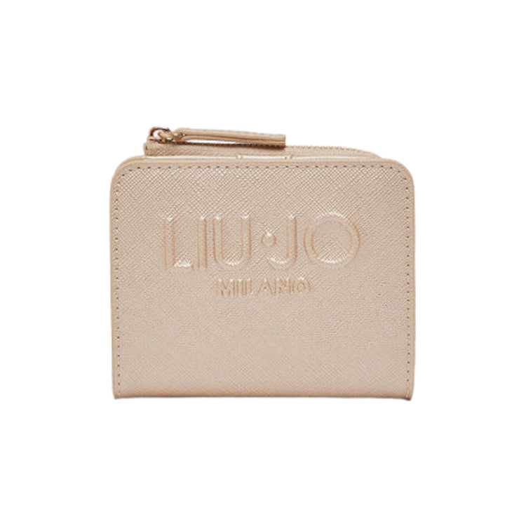 Portafoglio Donna Oro compatto, con numerosi slot per carte e scomparto per banconote