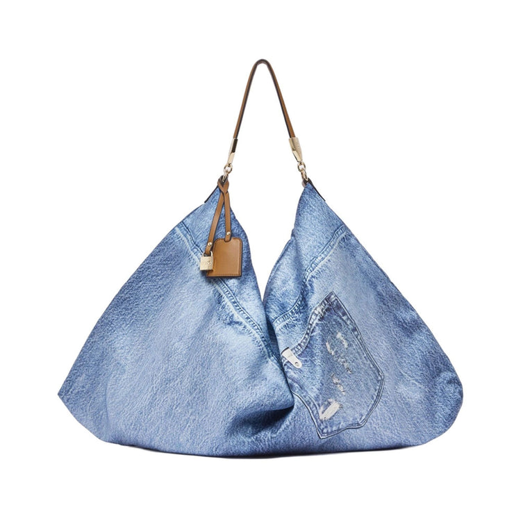 Borsa a Spalla da Donna con stampa Denim
