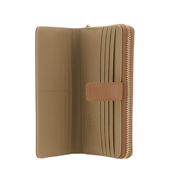 Portafoglio grande nocciola effetto martellato