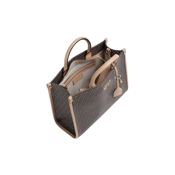 Borsa a mano con logo all-over con charm