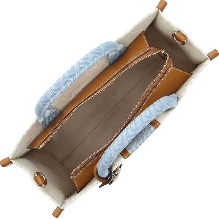 Borsa a mano da donna denim e beige