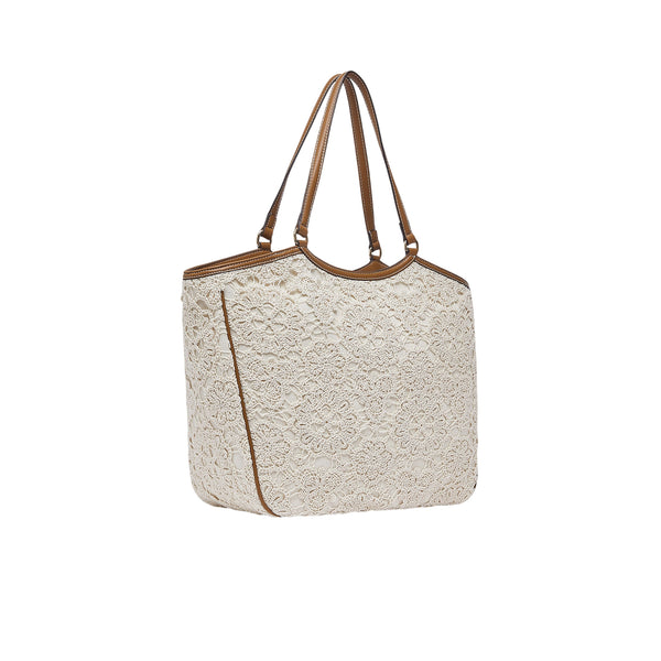 Borsa tote grande in pizzo con logo 