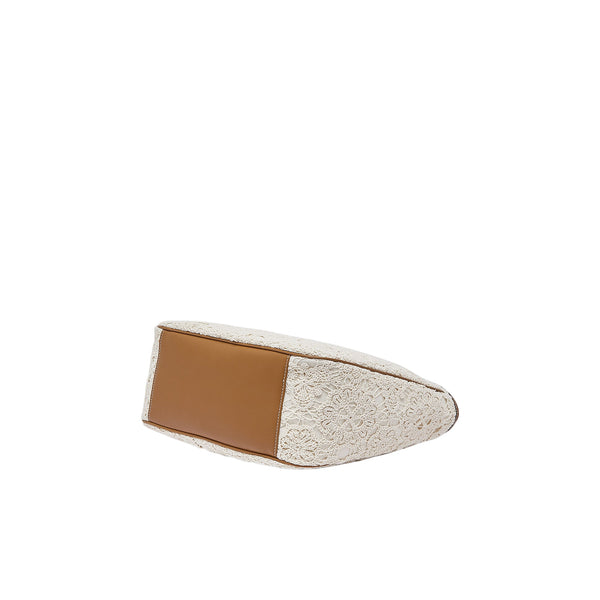 Borsa tote grande in pizzo con logo 