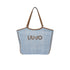 Tote grande in denim con maxi logo 