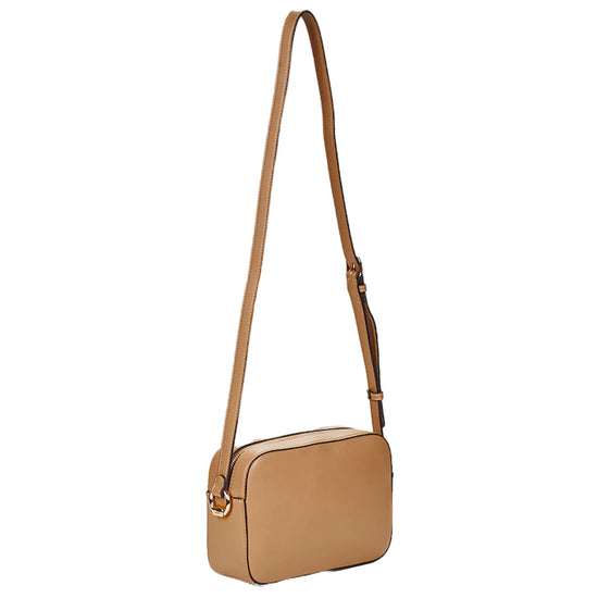 Borsa a tracolla Donna marrone con logo frontale retro