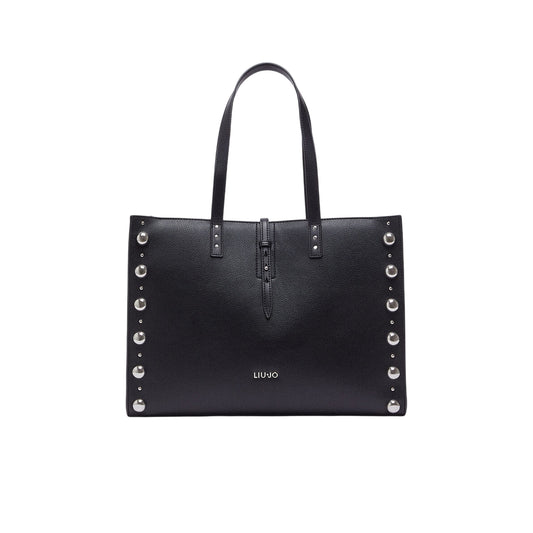 Borsa grande nera con borchie laterali 