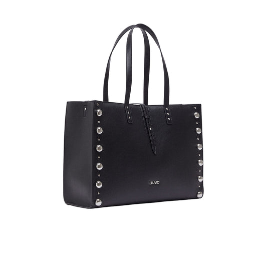 Borsa grande nera con borchie laterali 