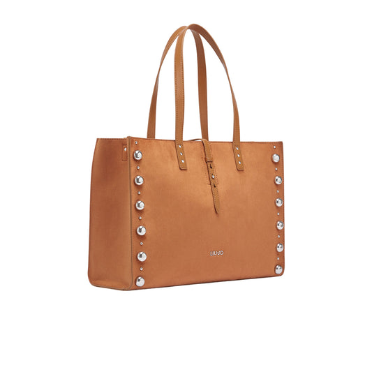 Borsa grande marrone con borchie laterali