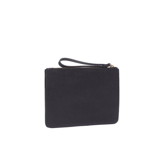 Pochette media da donna nera con zip retro