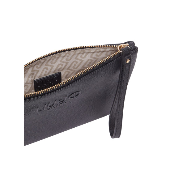 Pochette media da donna nera con zip dettaglio