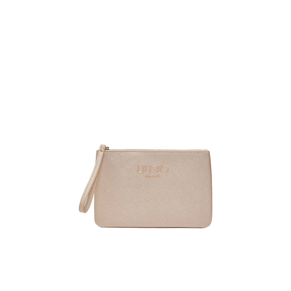 Pochette Donna media con zip e logo Oro