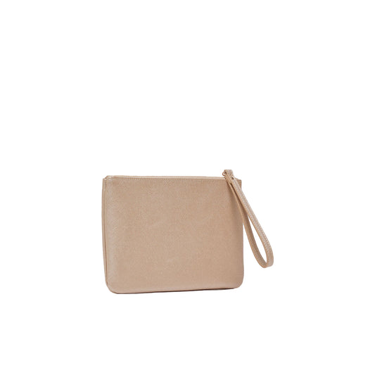 Pochette Donna media con zip e logo Oro retro