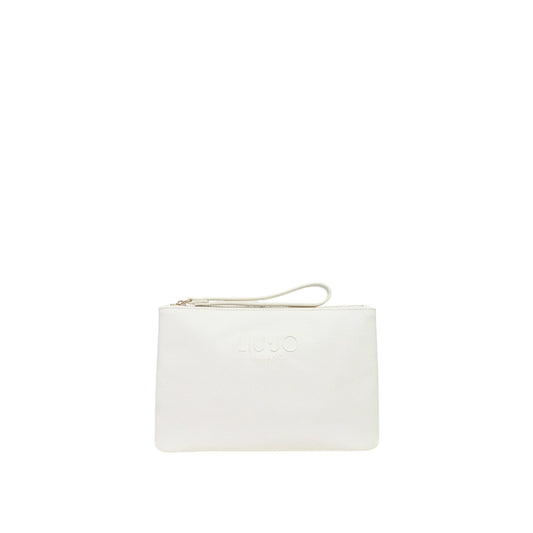 Pochette Donna media con zip e logo Bianco