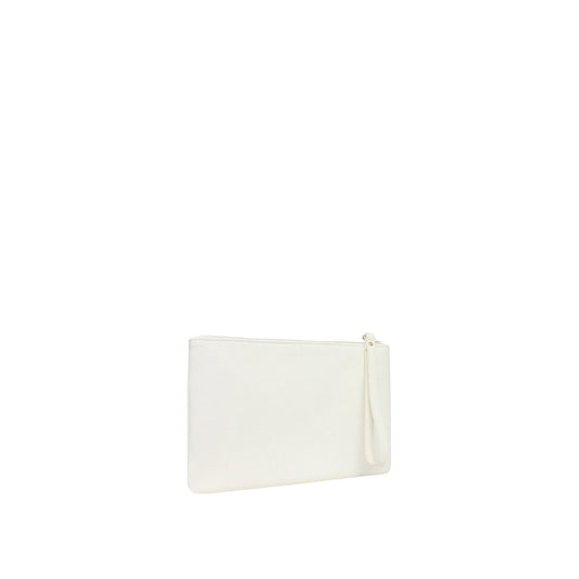 Pochette Donna media con zip e logo Bianco retro