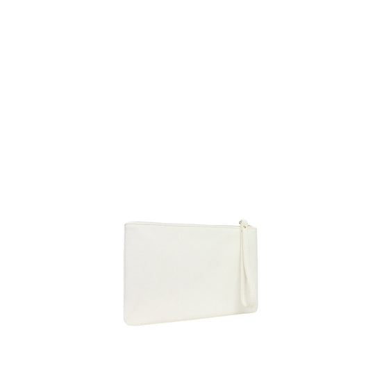 Pochette Donna media con zip e logo Bianco retro