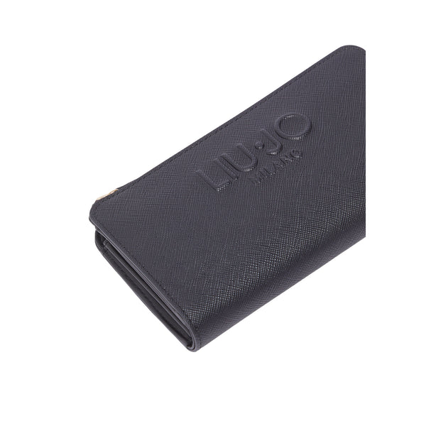 Portafoglio grande Donna con zip Nero