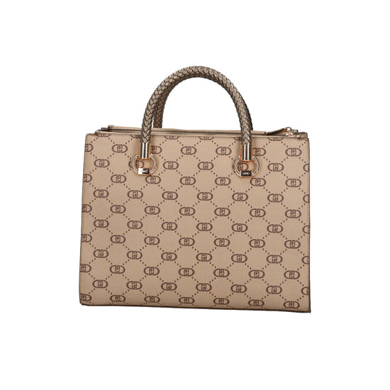 Borsa Donna a bauletto beige con cuore bianco retro