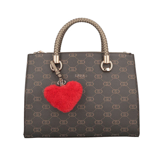 Borsa Donna a bauletto marrone con cuore rosso frontale