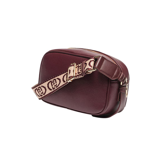 Borsa Donna con tracolla in jacquard logata Bordeaux retro