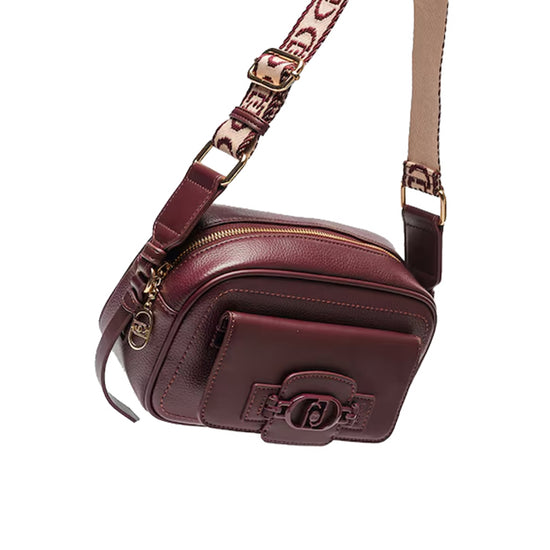 Borsa Donna con tracolla in jacquard logata Bordeaux