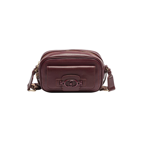 Borsa Donna con tracolla in jacquard logata Bordeaux