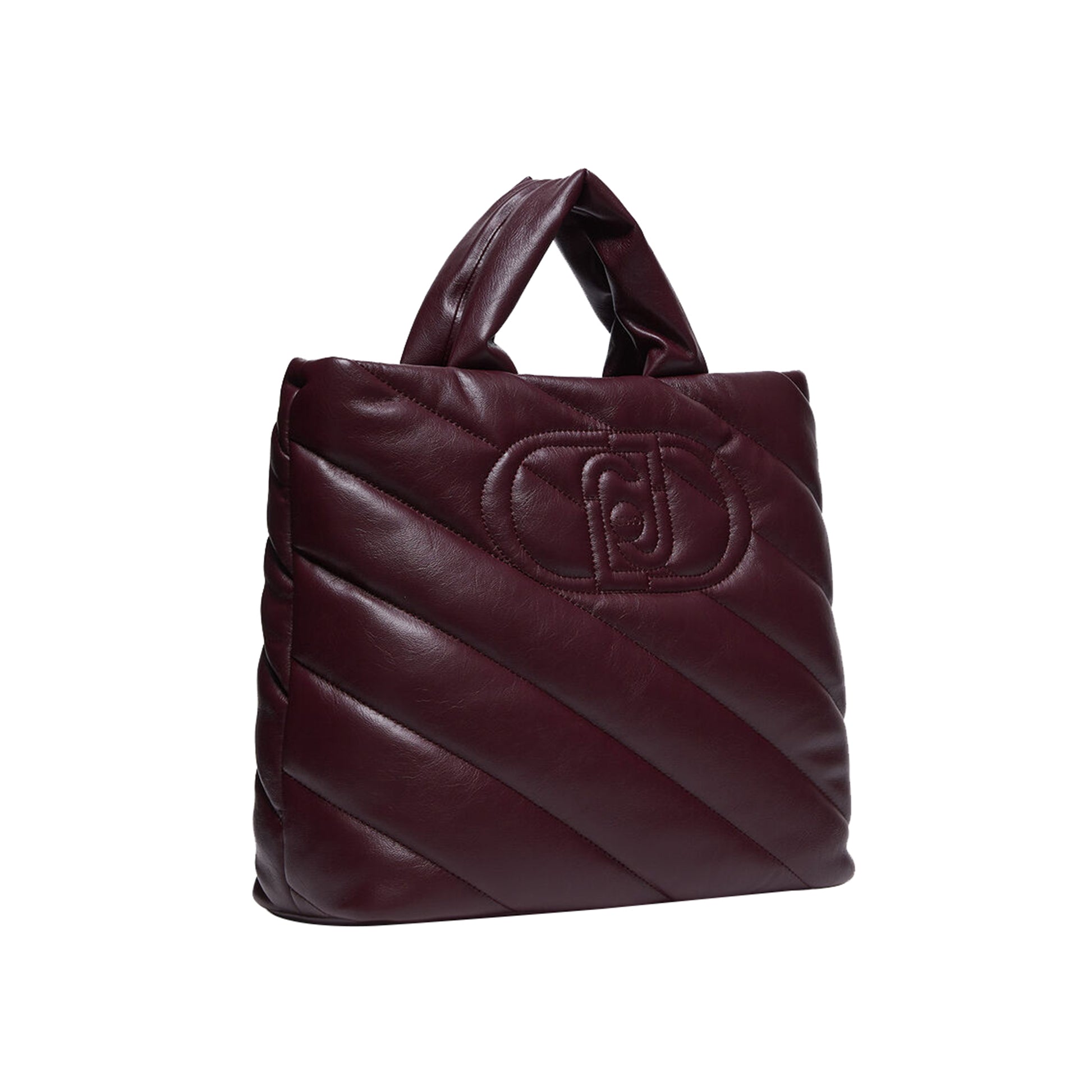 Shopping Bag Donna glossy matelassé Bordeaux laterale