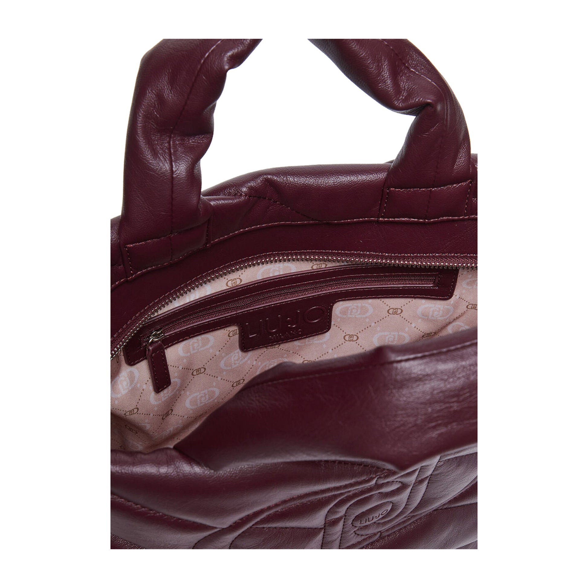 Shopping Bag Donna glossy matelassé Bordeaux dettaglio interno