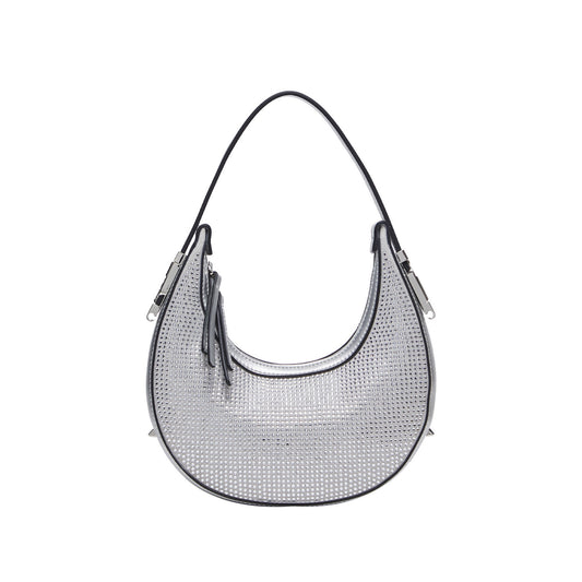 Borsa a mano Donna Grigia con strass all over 