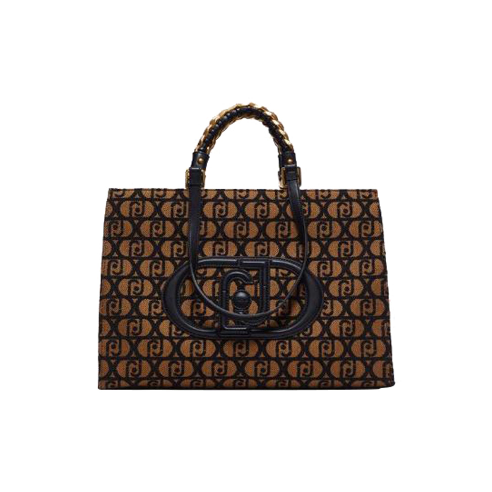 Borsa Donna in tessuto jacquard marrone frontale