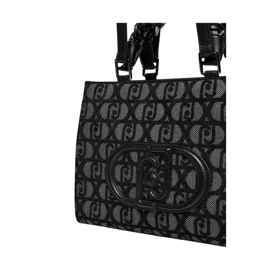 Borsa Donna shopper con logo jacquard Nero 