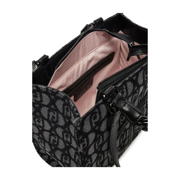 Borsa Donna shopper con logo jacquard Nero interno