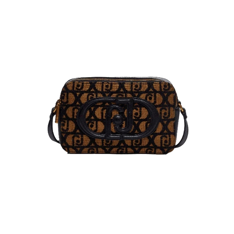 Borsa a tracolla Donna tessuto jacquard marrone frontale