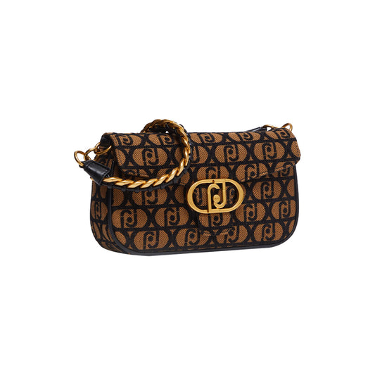 Borsa Donna a spalla jacquard con logo marrone 