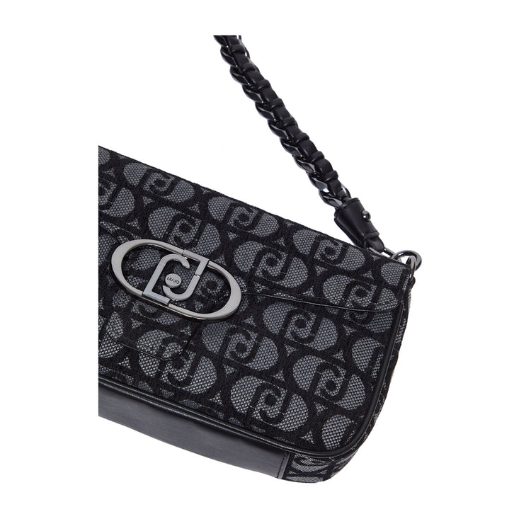 Borsa a spalla Donna in tessuto jacquard nero