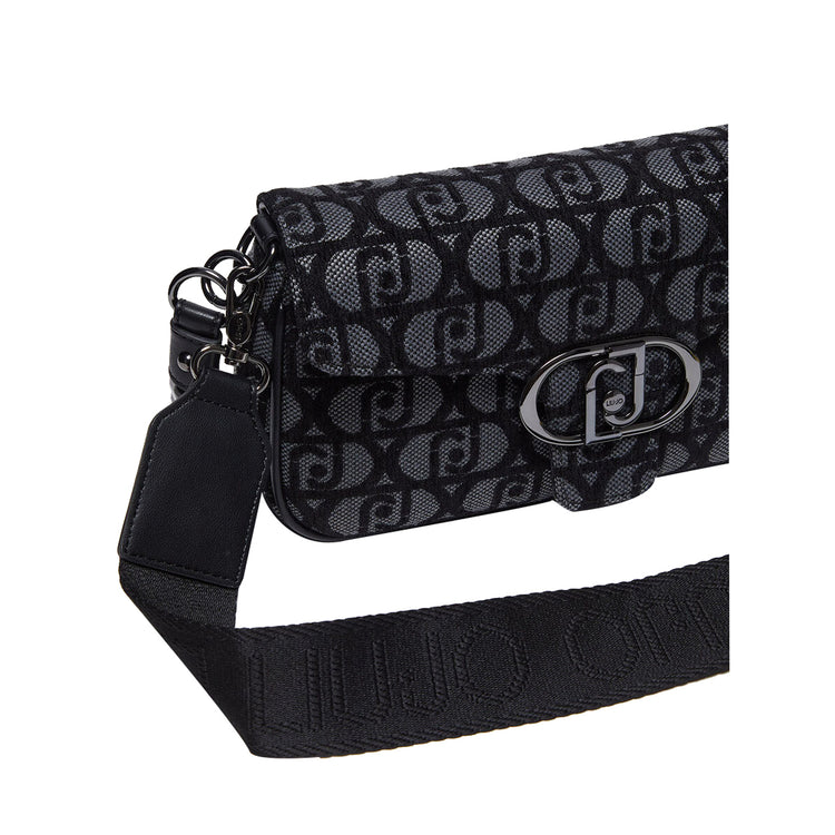 Borsa a spalla Donna in tessuto jacquard nero