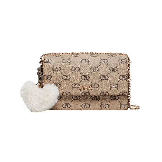 Borsa Donna a tracolla Beige con charm cuore