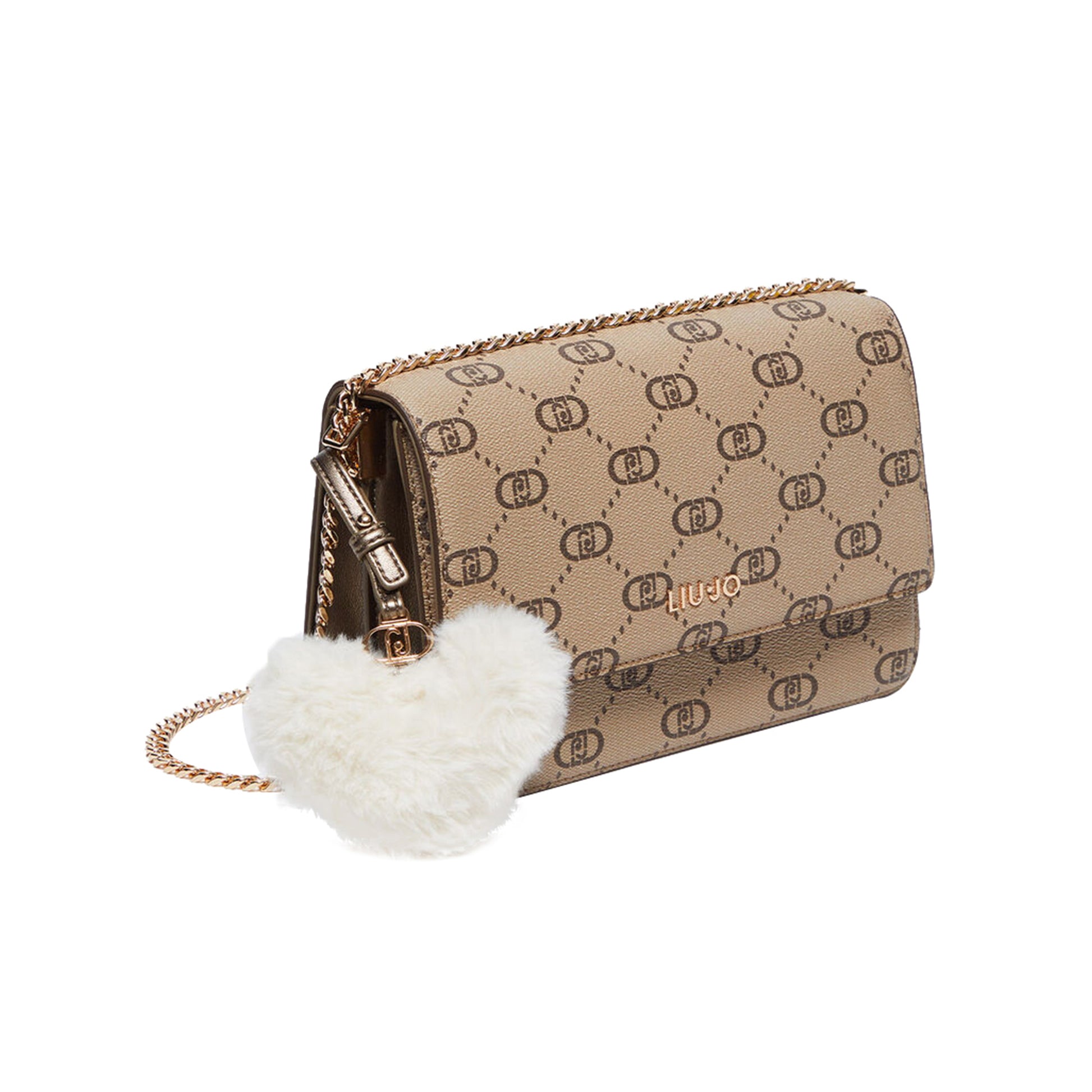 Borsa Donna a tracolla Beige con charm cuore