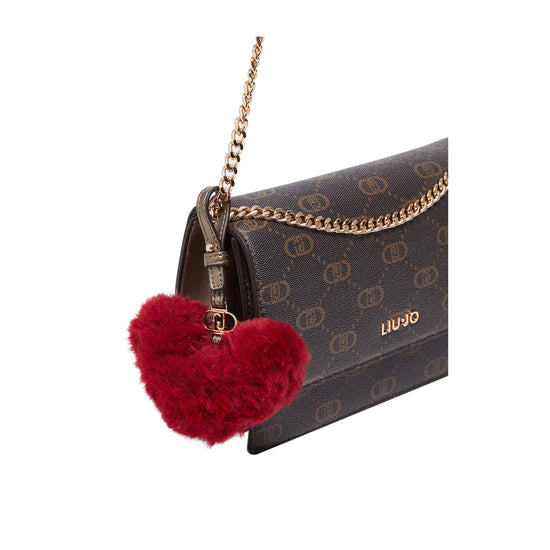 Borsa a tracolla Donna marrone con logo e charm cuore rosso